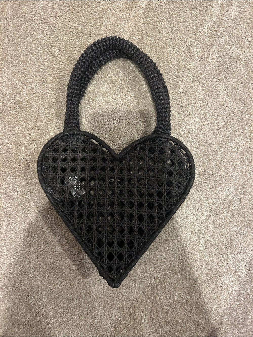 J. Crew Black Heart Woven Mini Bag